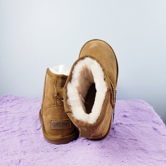 CALF LEATHER+SHEEPSKIN SHEARLING WOOL FUR Brown Native Snow Boot W7us - new - Picture 3 of 8
